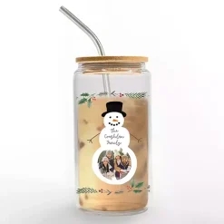 Hot Personalized Snowman Photo Glass Can Cup Christmas Dining & Entertaining
