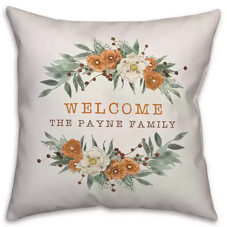 Discount Personalized Welcome Fall Floral Outdoor Pillow Fall