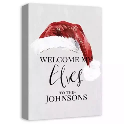 New Personalized Welcome My Elves Canvas Wall Plaque Christmas Art & Wall Decor