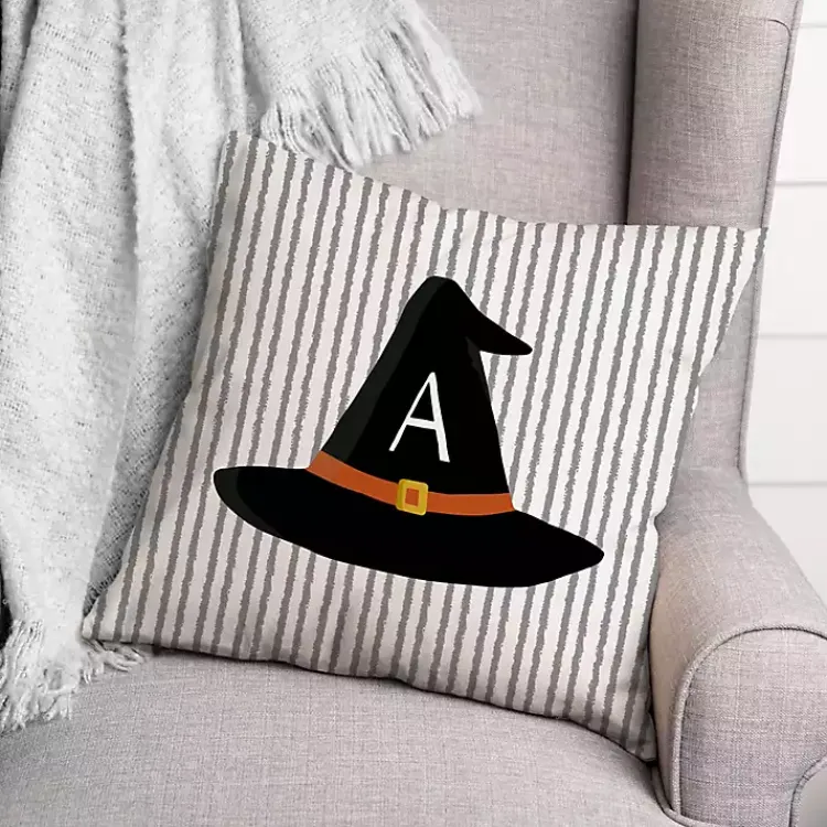 Discount Personalized Witch's Hat Monogram Pillow Halloween
