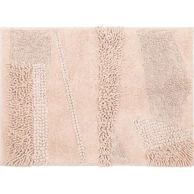 Kirklands Home Bathroom Rugs|Petal Blush Asymmetrical Cotton Bath Mat, 34 in. Pink