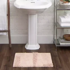 Kirklands Home Bathroom Rugs|Petal Blush Asymmetrical Cotton Bath Mat, 60 in. Pink