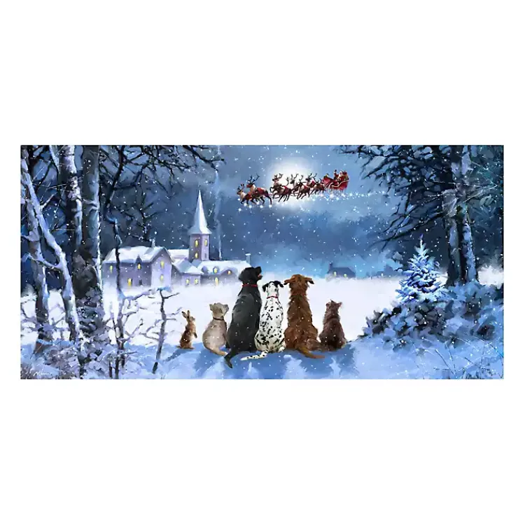 New Pets Watching Santa Canvas Art Print Christmas Art & Wall Decor
