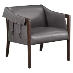 Kirklands Home Accent Chairs|Pewter Parkfield Faux Leather Accent Chair Gray