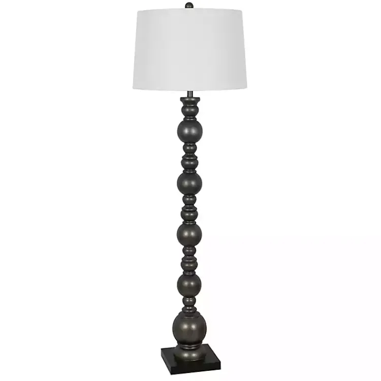 Kirklands Home Floor Lamps|Pewter Pillar Round Floor Lamp Gray