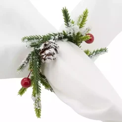 Kirklands Home Table Linens|Pineberry Christmas Wreath Napkin Rings, Set of 4