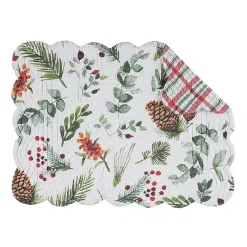 Clearance Pinecone and Plaid Reversible Placemats, Set of 6 Christmas Dining & Entertaining