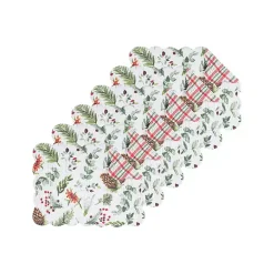 Clearance Pinecone and Plaid Reversible Placemats, Set of 6 Christmas Dining & Entertaining