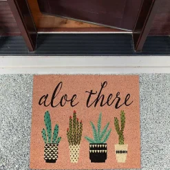 Kirklands Home Doormats|Pink Aloe There Coir Doormat