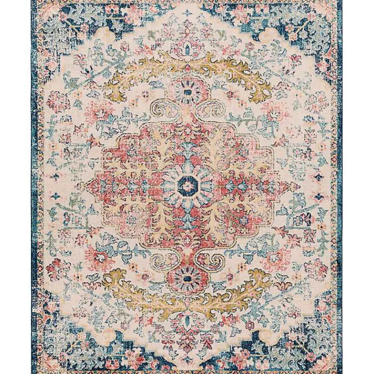 Kirklands Home Area Rugs|Pink and Blue Traditional Medallion Area Rug, 8x12