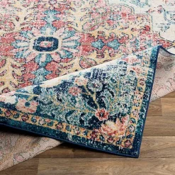 Kirklands Home Area Rugs|Pink and Blue Traditional Medallion Area Rug, 8x12