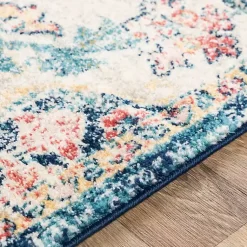 Kirklands Home Area Rugs|Pink and Blue Traditional Medallion Area Rug, 8x12