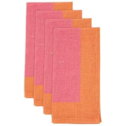 Kirklands Home Table Linens|Pink and Orange Colorblock Napkins, Set of 4