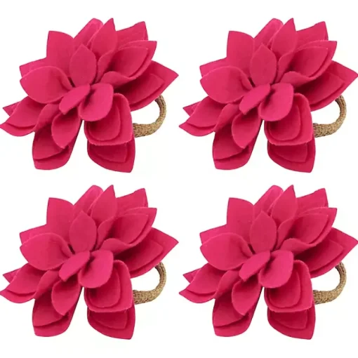 Kirklands Home Table Linens|Blossom Napkin Rings, Set of 4 Pink