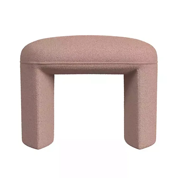 Kirklands Home Benches & Ottomans|Boucle Oval Upholstered Ottoman Pink