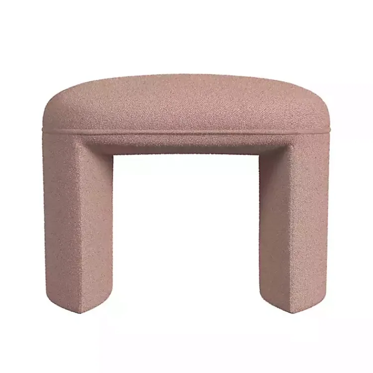 Kirklands Home Benches & Ottomans|Boucle Oval Upholstered Ottoman Pink