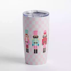 Kirklands Home Glassware & Drinkware|Pink Checkered Nutcracker Christmas Tumbler