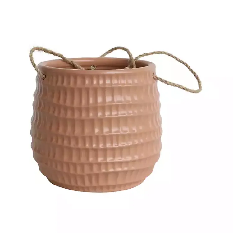 Kirklands Home Planters|Dimpled Ceramic Hanging Planter Pink