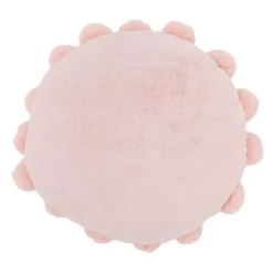 Discount Faux Fur Round Pom Pom Throw Pillow Pillows