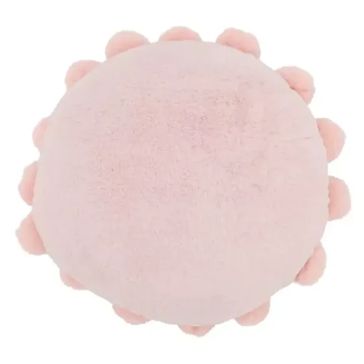 Discount Faux Fur Round Pom Pom Throw Pillow Pillows