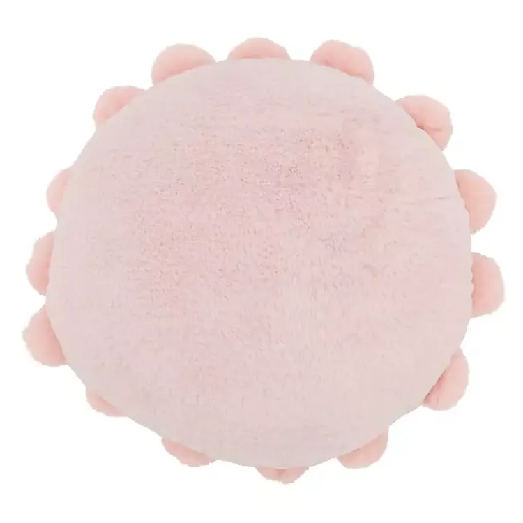Discount Faux Fur Round Pom Pom Throw Pillow Pillows