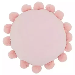 Discount Faux Fur Round Pom Pom Throw Pillow Pillows