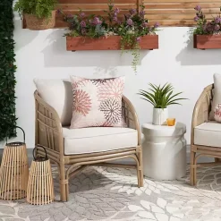 Kirklands Home Outdoor Cushions & Pillows|Floral Chevron Outdoor Throw Pillow Pink