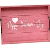 Outlet Pink Happy Valentine's Day Wood Tray Valentines Day Decorations