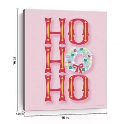 Hot Pink Ho Ho Ho Wreath Canvas Print Christmas Art & Wall Decor