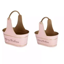 Clearance Iron Merry Christmas Baskets, Set of 2 Christmas Decorations