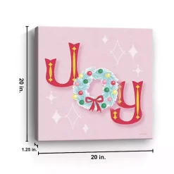 Discount Pink Joy Wreath Canvas Print Christmas Art & Wall Decor