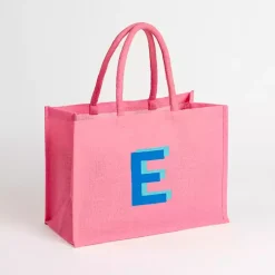 New Monogram E Jute Tote Bag Monogram Seasonal Decor