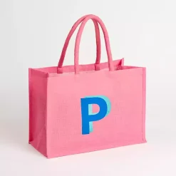 Best Monogram P Jute Tote Bag Monogram Seasonal Decor