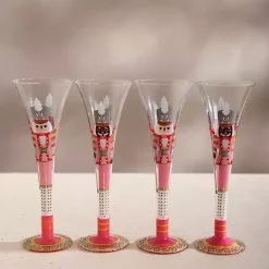 Kirklands Home Glassware & Drinkware|Nutcracker Flute Glasses, Set of 4 Pink