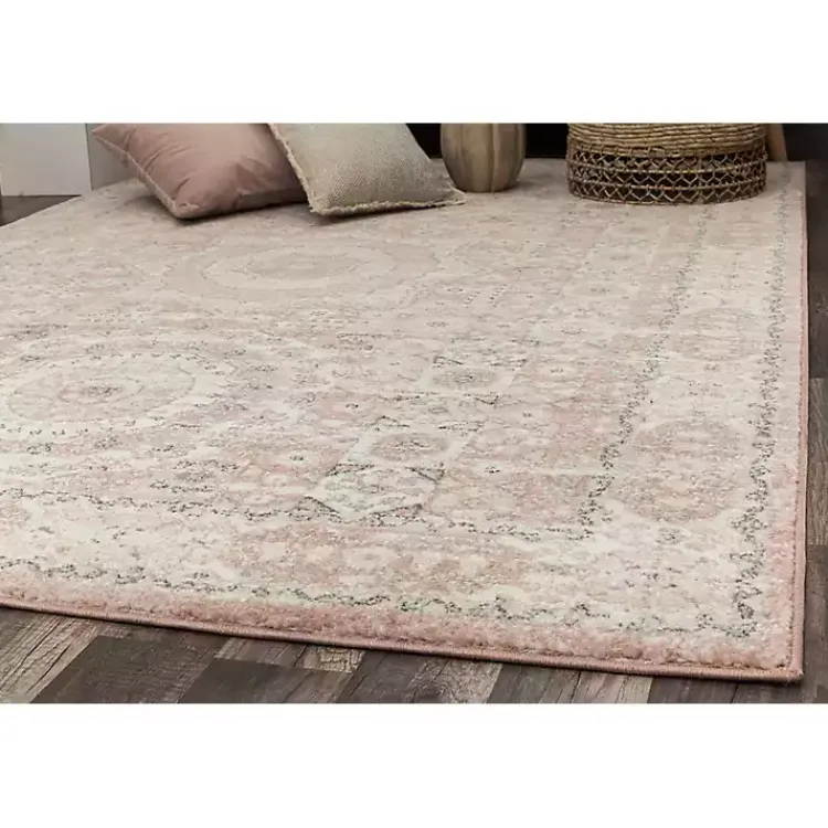 Kirklands Home Area Rugs|Pink Peony Medallion Area Rug, 5x7