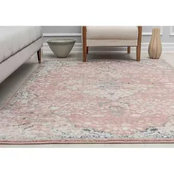 Kirklands Home Area Rugs|Pink Rose Medallion Area Rug, 5x7