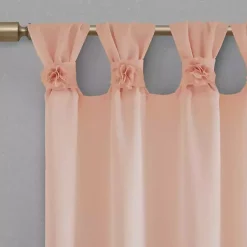 Kirklands Home Curtains & Drapes|Rosette Tab Top Curtain Panel, 84 in. Pink