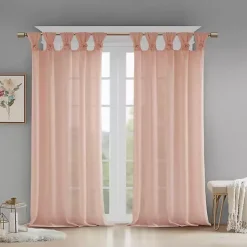 Kirklands Home Curtains & Drapes|Rosette Tab Top Curtain Panel, 95 in. Pink