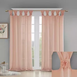 Kirklands Home Curtains & Drapes|Rosette Tab Top Curtain Panel, 95 in. Pink