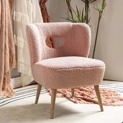 Kirklands Home Accent Chairs|Sherpa Barrel Accent Chair Pink