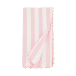 Kirklands Home Table Linens|Pink Striped Whipstich Napkins, Set of 4