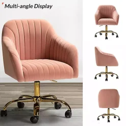 Kirklands Home Office Furniture|Velvet Swivel Jacyln Office Chair Pink