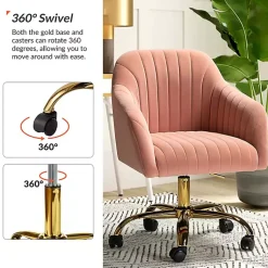 Kirklands Home Office Furniture|Velvet Swivel Jacyln Office Chair Pink