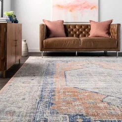 Kirklands Home Area Rugs|Pink Vintage Floral Print Area Rug, 8x10