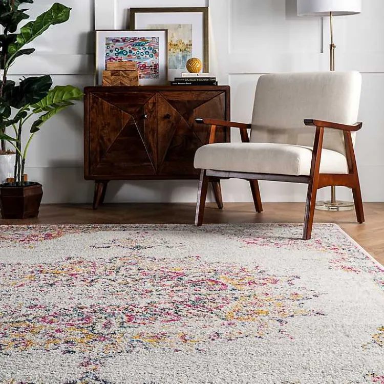 Kirklands Home Area Rugs|Pink Vintage Medallion Area Rug, 8x12