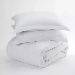 Kirklands Home Duvets|Pinstriped 3-pc. Twin Duvet Cover Set Ivory