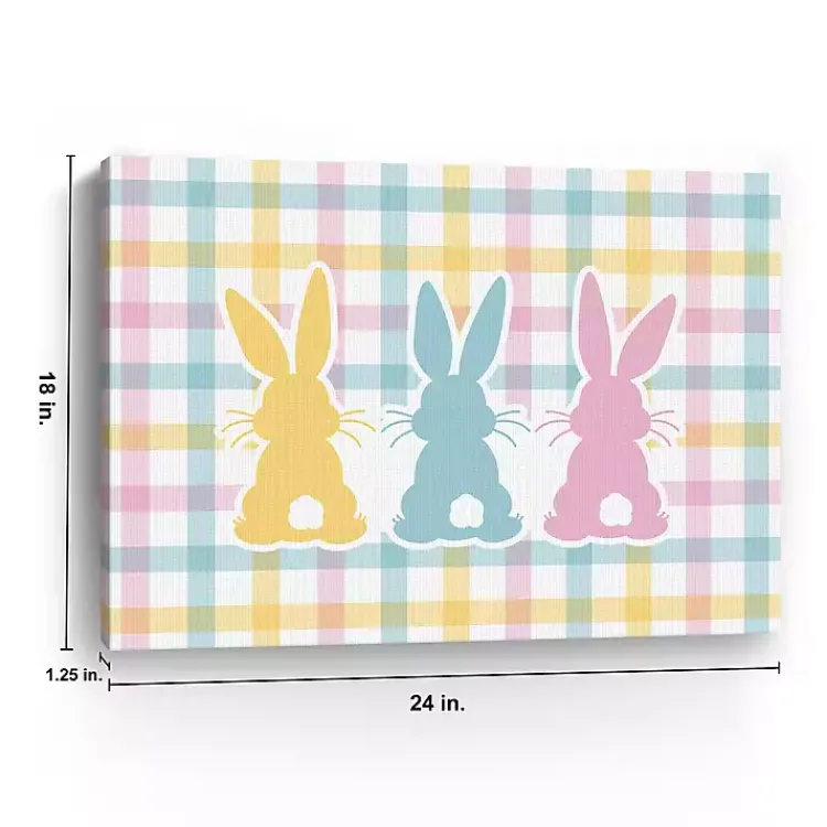 Clearance Plaid Bunny Trio Canvas Art Print Easter Decorations