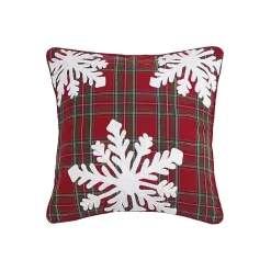 New Plaid Embroidered Snowflakes Cotton Throw Pillow Pillows