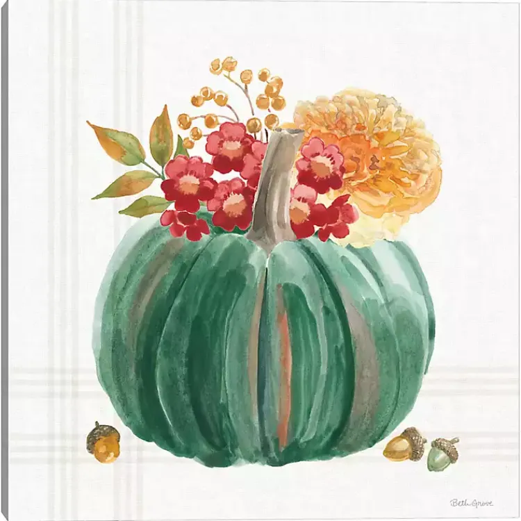 Clearance Plaid Pumpkin Harvest Canvas Art Print Fall