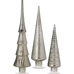 Clearance Platinum Mercury Glass Christmas Trees, Set of 3 Christmas Decorations